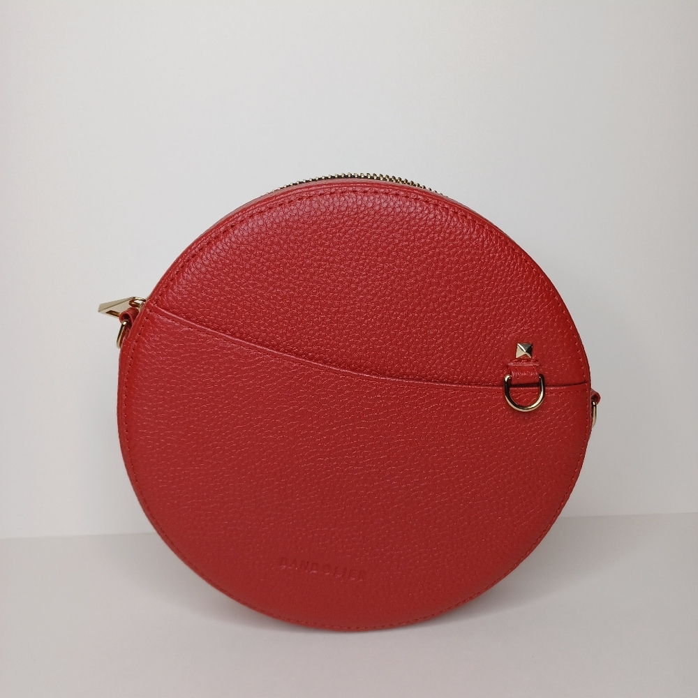Bandolier Round Leather Red Shoulder Bag